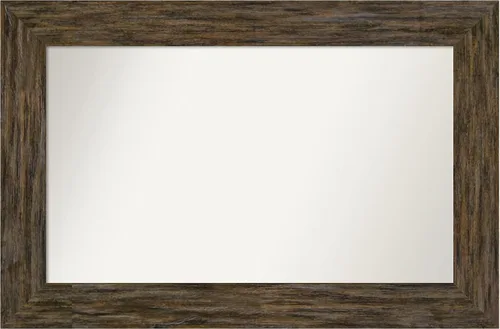 Vista 61 de Amanti Art Espejo personalizado, espejo de baño marrón Fencepost, espejo de pared o espejo de tocador de baño sobre el fregadero (27 x 27 pulgadas)