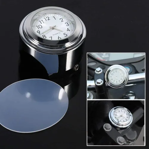 Vista 5 de Reloj de manillar de motocicleta Reloj de marcación de tiempo preciso blanco para montar por la noche