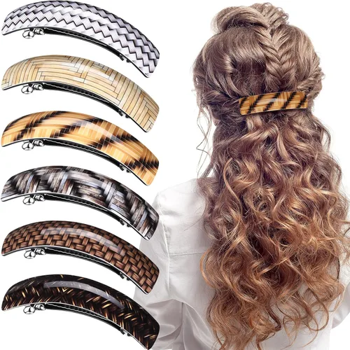 Vista 12 de WILLBOND 6 Piezas Pasadores de Cabello para Mujeres Pasadores Grandes para Cabello Clips Franceses Prendedor Broche Retro para Regalos de Mamá Oscuro