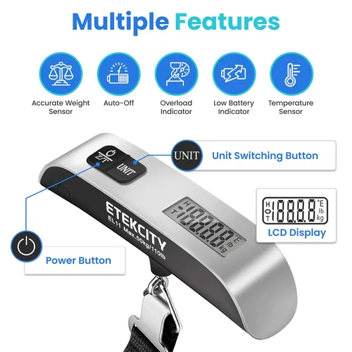 Vista 3 de Etekcity - Báscula digital de mano para equipaje