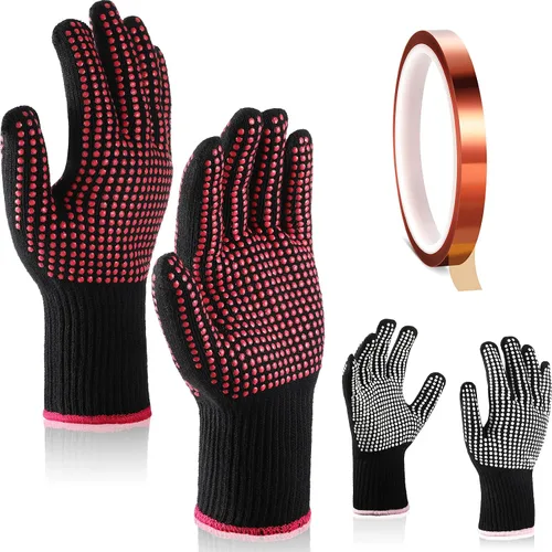 4 guantes resistentes al calor y 1 rollo de cinta térmica de sublimación, guantes de transferencia térmica con golpes de silicona, cinta de