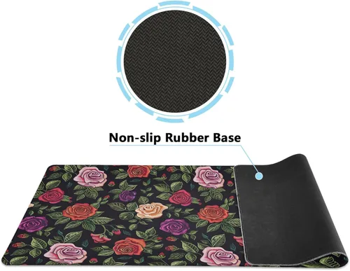 Vista 2 de ALAZA Retro Rose Flowers Leaves Large Gaming Mouse Pad Big Mousepad Mice Keyboard Mat with Non-Slip Rubber Base for Computer Laptop Home & Office