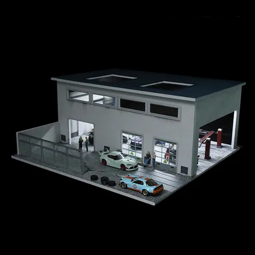 Vista 3 de Bivitre 1/64 Estuche de Exhibición de Diorama de Garaje con Luces LED - Compatible con Coches Diecast Mini GT de Hot Wheels Matchbox