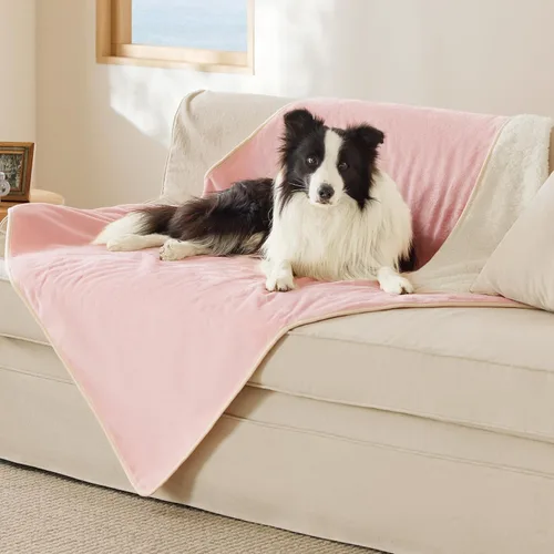 Vista 96 de Bedsure - Mantas impermeables para perros pequeños - Manta de felpa de sherpa con impresión suave lavable para perros y gatos, protector de muebles