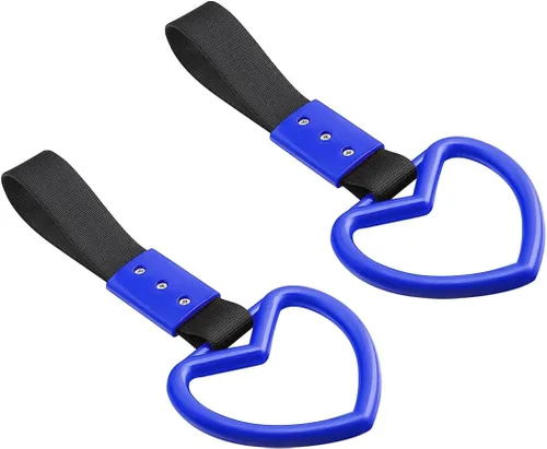 Vista 10 de 2 anillos Tsurikawa en forma de corazón, correa de mano para parachoques trasero, asa de corazón Janpanese para automóviles, SUV, metro, autobús