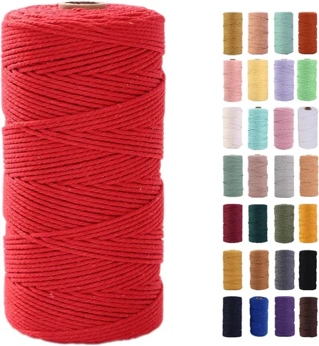 Vista 22 de Cuerda de macramé azul aire de 0.079 in x 220 yardas, cuerda de algodón colorido de algodón suave para colgar en la pared, colgadores de plantas