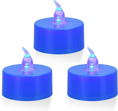 Vista 10 de KOABY Paquete de 12 luces de té sin llama de luz amarilla cálida que no parpadean, base negra, duran más de 100 horas, velas de té a