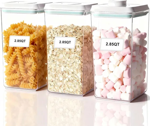 Vista 8 de Recipientes herméticos apilables con tapas, almacenamiento hermético de alimentos, recipientes de almacenamiento de despensa de cocina