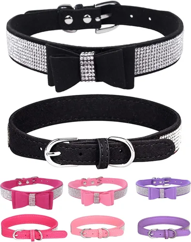 Vista 9 de Bling - Collar de perro para perros pequeños, medianos y grandes, collares de perro con corona de diamantes de imitación para perros hembra y macho