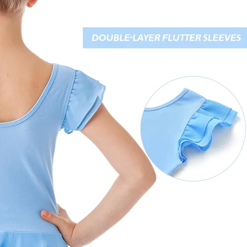 Vista 7 de HiDance Leotardos de ballet para niñas, vestido de baile de bailarina, leotardos de ballet con falda