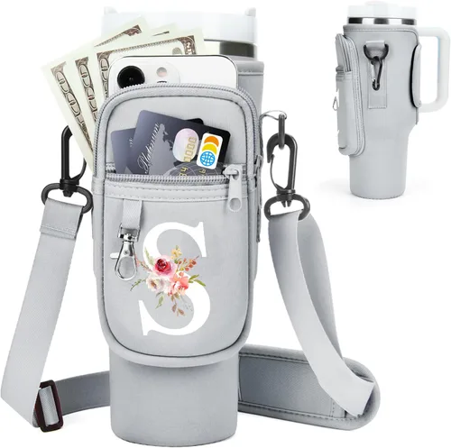 Vista 65 de Initial Water Bottle Holder with Strap for Stanley Cup Accessories 40 oz Tumbler/Simple Modern Tumbler Bag, Water Bottle Carrier Bag with Strap for