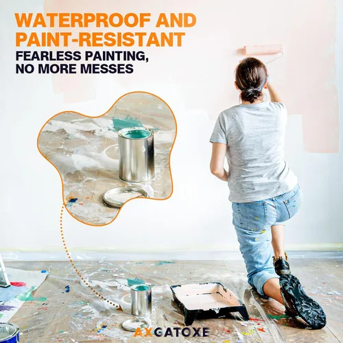 Vista 6 de Lonas de plástico de 12 x 9 pies - 1 Mil (paquete de 1) - Láminas y lonas desechables para pintor para pintar, protección impermeable