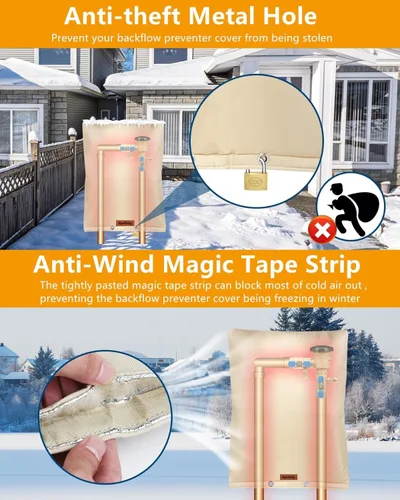 Vista 6 de Cubierta aislada de reflujo, cubiertas de tuberías para exteriores, protección contra la congelación de invierno, bolsa de aislamiento de tuberías