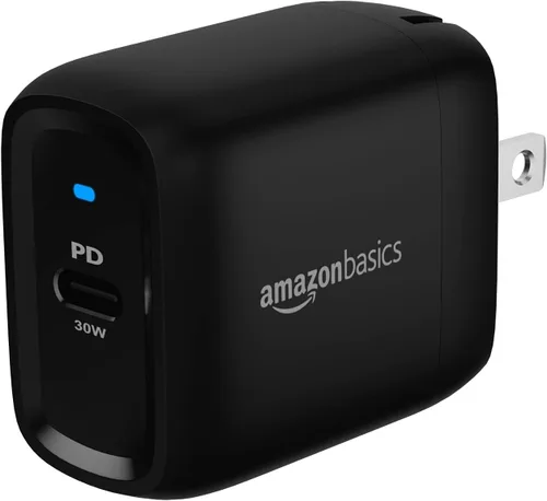 Vista 12 de Amazon Basics - Cargador de pared de 100 W, cuatro puertos, tecnología GaN, con 2 puertos USB-C (100 W, 18 W) y 2 puertos USB-A (12 W) con PD