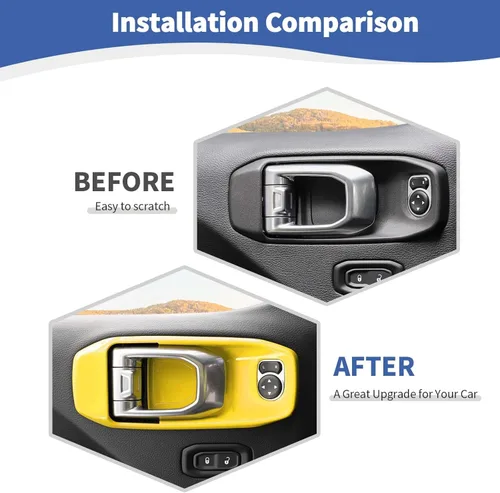 Vista 2 de RT-TCZ para Jeep JL Cubierta de Manija Interior de Puerta para Jeep Wrangler JL JLU Gladiator JT 2018-Actualidad Accesorios de Interior Amarillo 4