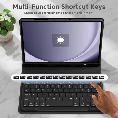 Vista 5 de Funda de teclado para Samsung Galaxy Tab S6 Lite de 10.4 pulgadas 2024, Samsung S6 Lite Funda para tableta con ranura para bolígrafo, teclado