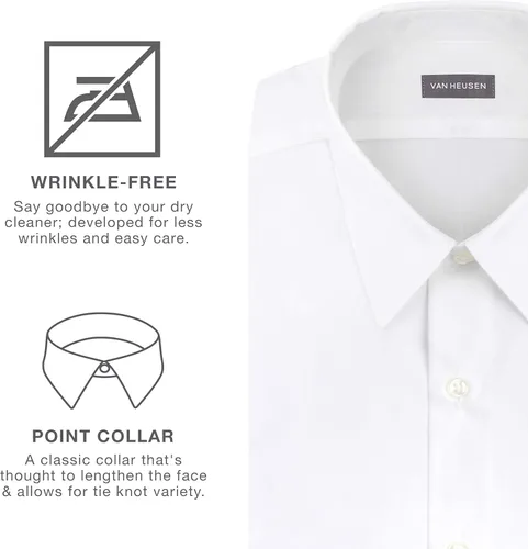 Vista 5 de Van Heusen - Camisa de vestir de popelina para hombre, corte regular, unicolor