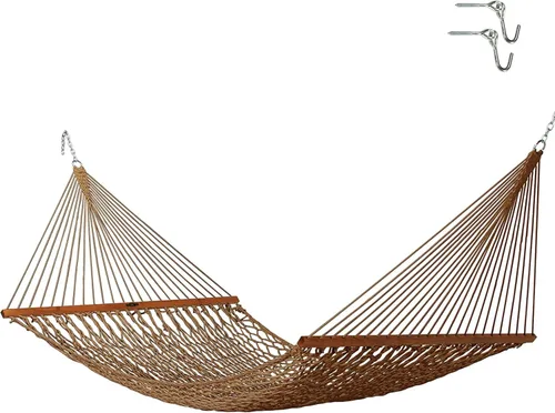 Original Pawleys Island Hamaca de cuerda DuraCord marrón antiguo de lujo, 13 pies x 60 pulgadas, 2 personas, capacidad de 450 libras, barra