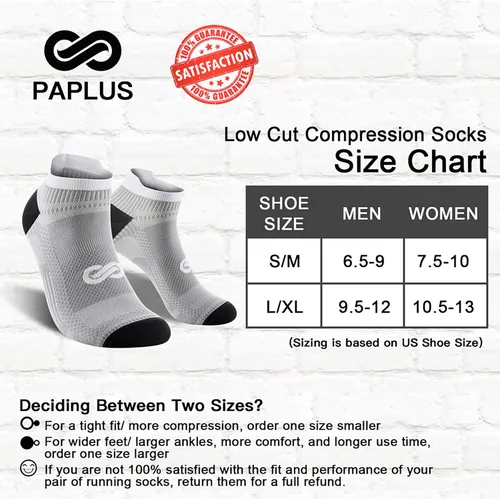 Vista 2 de PAPLUS Ankle Compression Sock for Men and Women 246 Pairs Low Cut Compression Running Sock with Ankle Support