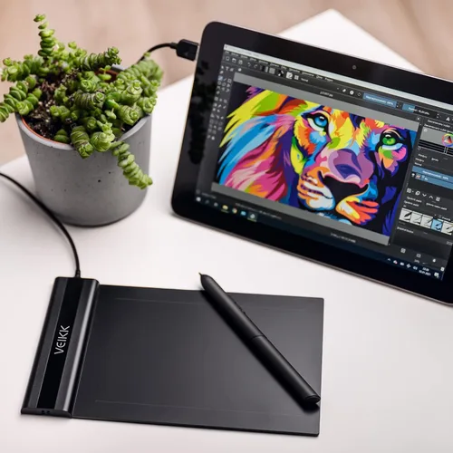 Vista 9 de Drawing Tablet,VEIKK S640 Digital Graphics Tablet, 6x4 Inch Ultra-Thin Portable OSU! Tablet, Battery-Free Stylus for OSU! Game and Teaching Online