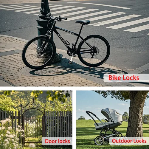 Vista 5 de Cable de seguridad de acero inoxidable para viajes al aire libre de 3.3mm (1/8 pulgada) - Cable de seguridad de bloqueo de equipaje de 3 pies