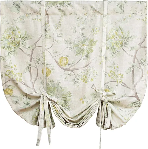 Vista 20 de Leeva Elegantes cortinas azules con pájaros en capas para sala de estar, cortinas de media ventana con textura de lino, bolsillo para barra