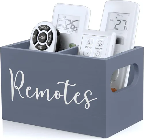 Vista 13 de DRASTAR Soporte para Control Remoto, Soporte para Control Remoto de TV, Organizador Caddy para Control Remoto para Mesa, Caja de Madera para Control