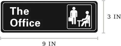 Vista 2 de Letrero de oficina, autoadhesivo, 9 x 3 pulgadas, placa de nombre para puerta o pared, acrílico (negro y blanco)
