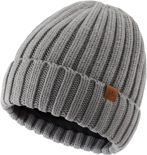 Vista 12 de Home Prefer Gorro de invierno para hombre, con forro polar de lana, gorro de punto cálido Verde militar