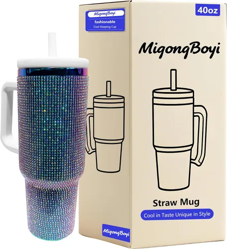 Vista 37 de Botella de agua aislada de 40 onzas, vaso de acero inoxidable Aqua Pink - Diamante