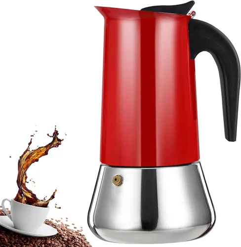 Vista 13 de 4 Tazas Cafetera de Espresso para Estufa Olla Moka de Acero Inoxidable Percolador de Estufa Cafeteras Italianas Capaces de Mocha Máquina Greca