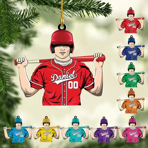 Vista 18 de Personalized Baseball Ornament, Custom Name and Jersey Number Flat Ornaments, Sports Christmas Decoration for Boys, Athletes, Coaches, Baseball