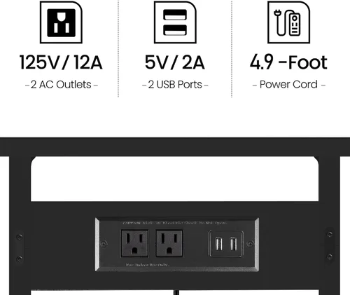 Vista 34 de TUTOTAK Mesa auxiliar en forma de C con estación de carga, juego de 2, bandeja de sofá TV con 2 puertos USB y tomas, mesa auxiliar de sofá