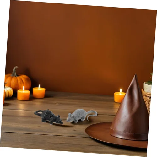 Vista 4 de Uonlytech 24pcs Realistic Fake Rat Prank Lightweight Mouse Figurines for Halloween Party Decorations Novelty Trick Joke Props Black and Gray