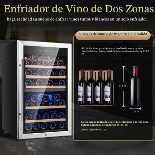 Vista 4 de Refrigerador de vino de 52 botellas Refrigeradores de doble zona