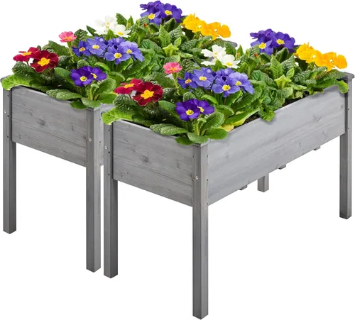 Vista 11 de Yaheetech 1 pieza Cama de Jardín Elevada 48x24x30 pulgadas Jardinera de Madera Elevada para Horticultura con Patas Cama de Cultivo de Pie