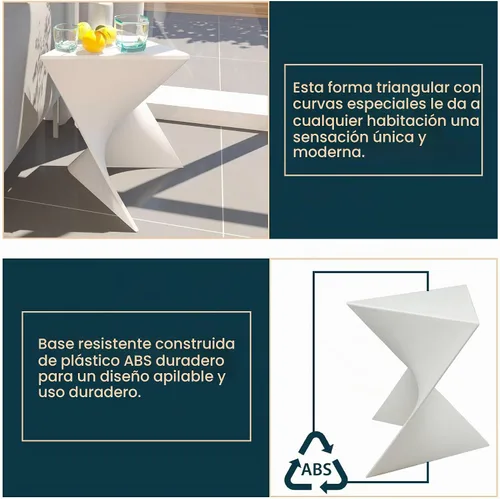 Vista 6 de LeisureMod Mesa auxiliar triangular de 15.75 pulgadas, mesa auxiliar apilable de plástico para uso en interiores y exteriores, resistente a la Azul