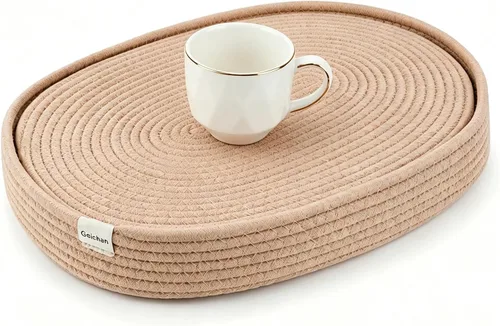 Juego de 6 manteles individuales hechos a mano, ovalados, de algodón tejido natural, para mesa de comedor, otoño, Halloween, Acción de Gracias,