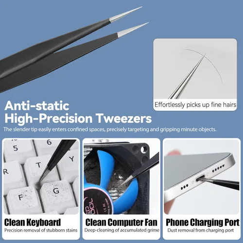 Vista 4 de Kit de limpieza de teclado, kit de limpieza de computadora, kit de limpieza de teclado mecánico, cepillo antiestático, cepillo de limpieza pequeño