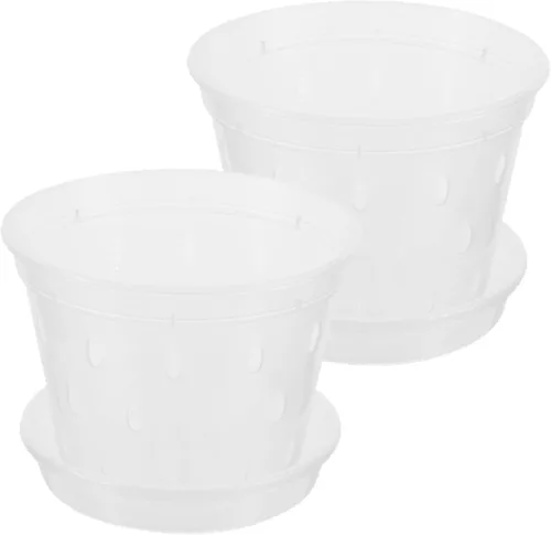 2 juegos de macetas decorativas, suministros de jardín, macetas de plástico para orquídeas de jardín, macetas de vivero, macetas de plástico