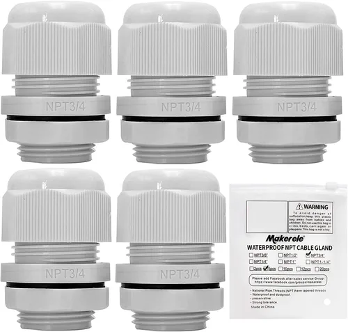 Vista 13 de MAKERELE NPT de 1" Conector de Glándula de Cable Agarre de Cordón Protectores de Alambre de Nylon Plástico Impermeables