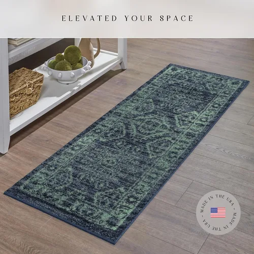Vista 17 de Alfombrilla Maples Rugs, modelo Georgina Accent, Tela, Azul Marino/Verde