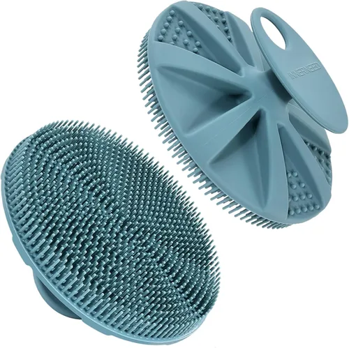 Vista 17 de INNERNEED - Cepillo de ducha de silicona suave de grado alimenticio para el cuerpo, cepillo de limpieza manual, exfoliante suave y hace espuma bien