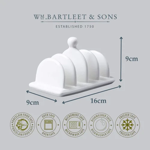 Vista 6 de WM Bartleet & Sons 1750 Tostada tradicional de porcelana con 4 ranuras con asa de transporte/perilla, color blanco