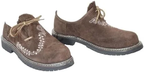 Zapatos Lederhosen, Zapatos Haferl, Zapatos Trachten en marrón oscuro wbordado