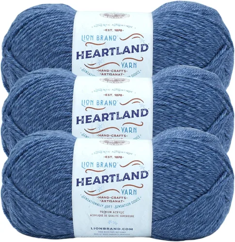 Vista 89 de Lion Brand Yarn Heartland Yarn - Hilo multicolor para tejer, tejer y tejer, paquete de 3, color congaree
