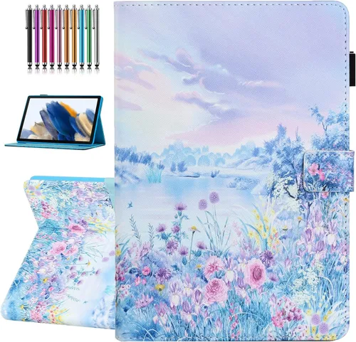 Vista 11 de Funda YUNHOTIC para Samsung Galaxy Tab A8 10.5 pulgadas 2022 - Árboles 01 Árboles verdes