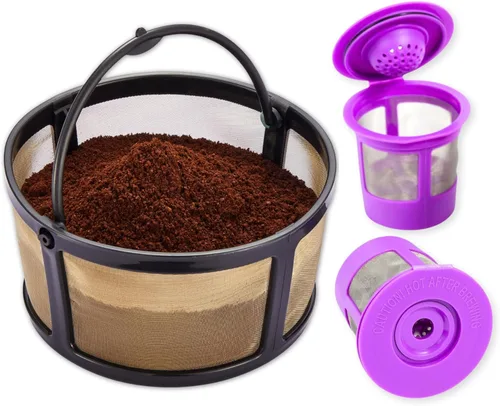 PureHQ - Jarra de filtro de café molido de malla reutilizable para cafeteras Keurig K-Duo Essentials y K Duo, con 2 cápsulas K recargables por