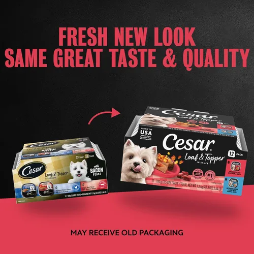 Vista 2 de Cesar Loaf & Topper - Alimento húmedo para perros, fiesta de tocino
