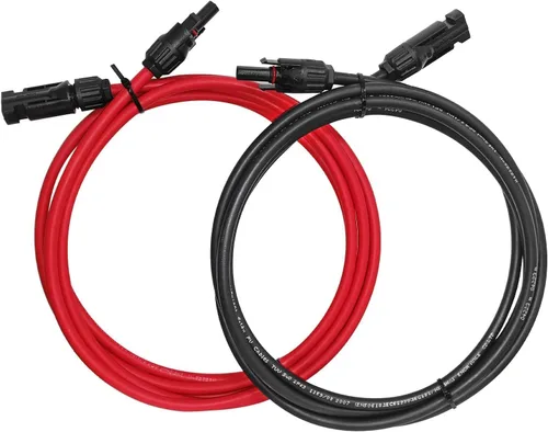 Cable de extensión solar de conexión profesional 10AWG 12AWG rojo+negro, clase de voltaje de 4 mm²/6 mm², 1500 V. Enchufe solar montado macho y 10